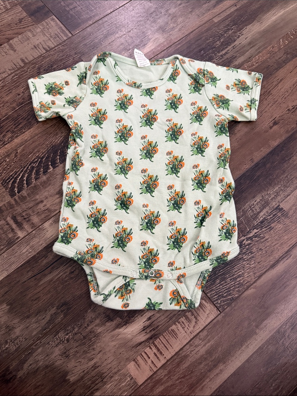 kate quinn‎ Mint Green Baby Onesie with Orange Floral Sprays